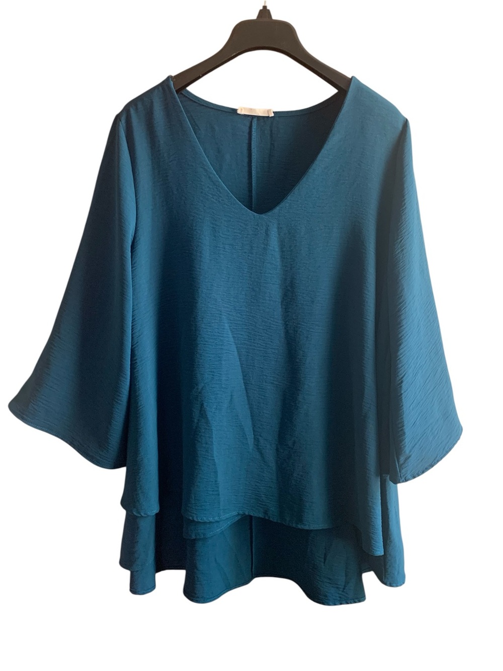 Women’s Teal Layered V-Neck Blouse 2XL